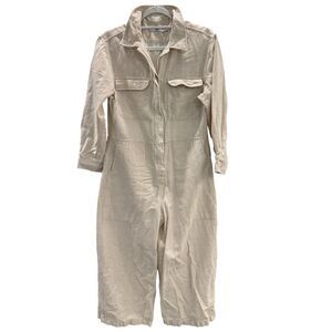 BOA Because of Alice Wideleg Jumpsuit Cream Size S Linen Cotton Blend Casual